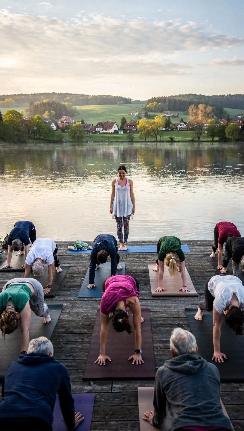 Cyclists preparing gear for a multi-day adventure.